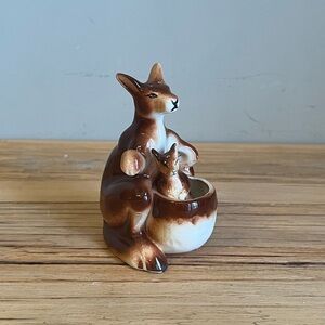 Vintage ceramic kangaroo and joey salt and pepper shaker set
